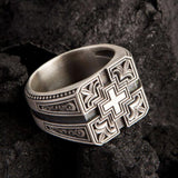 Retro Carved Christian Geometric Ring
