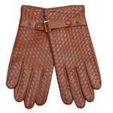 Casual Sheepskin Leather Woven Gloves