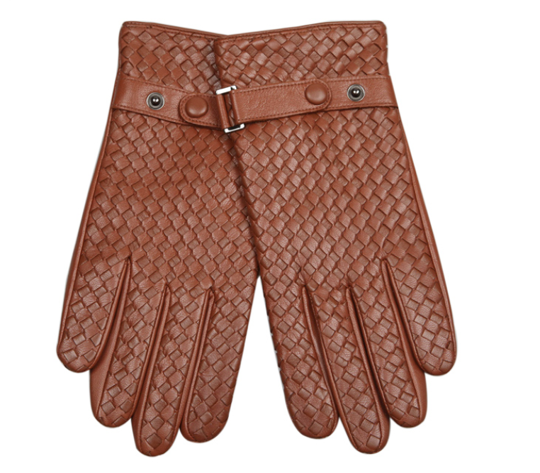 Casual Sheepskin Leather Woven Gloves