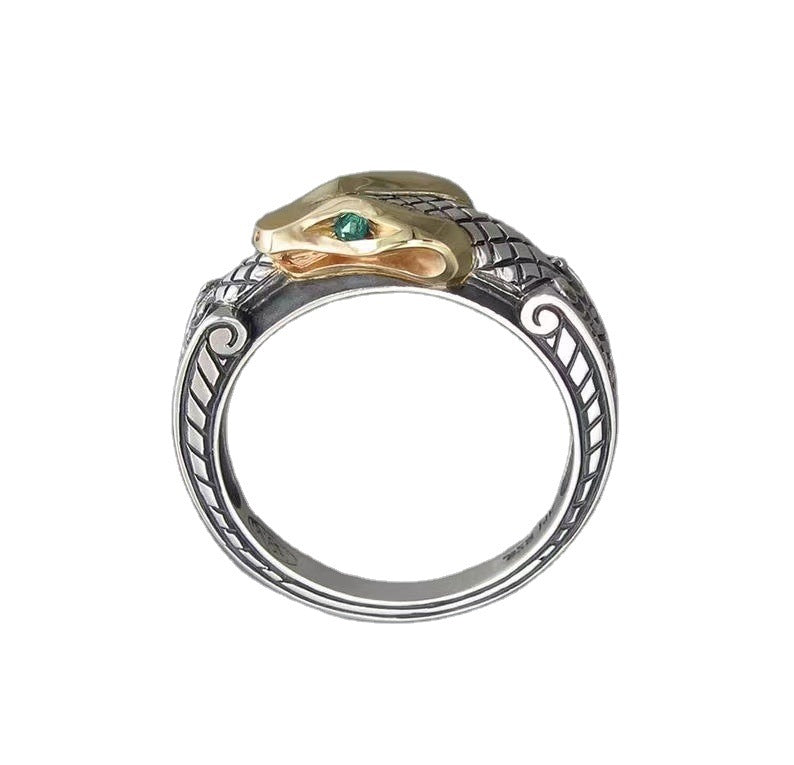 Green Eyes Snake Alloy Ring