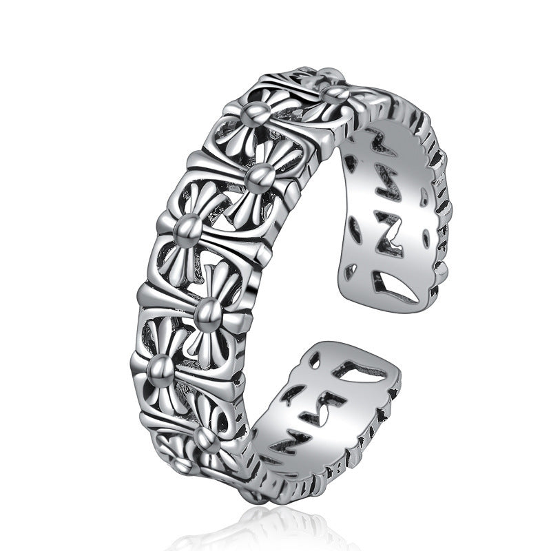 Anillo ajustable de estilo hueco floral