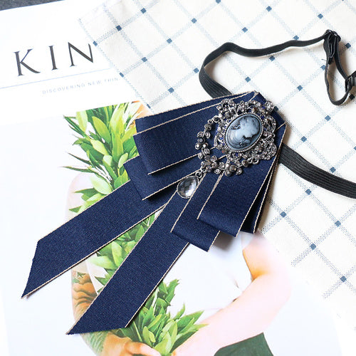 Charmed Rhinestone Brooch Multilayer Tie