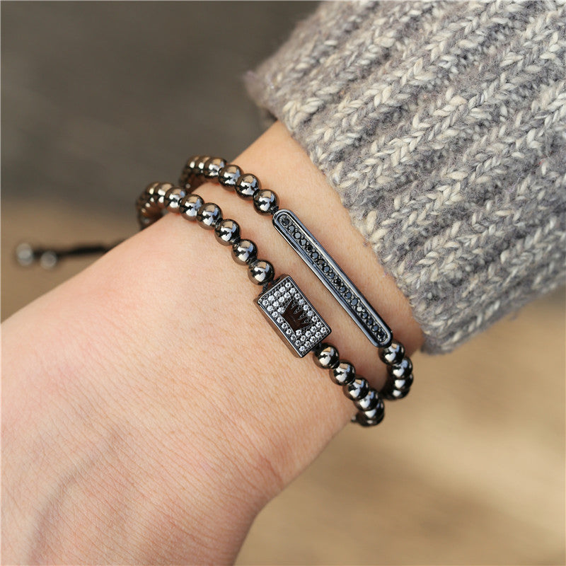 Rechteck -Mikro -Metallkügelchen Armband
