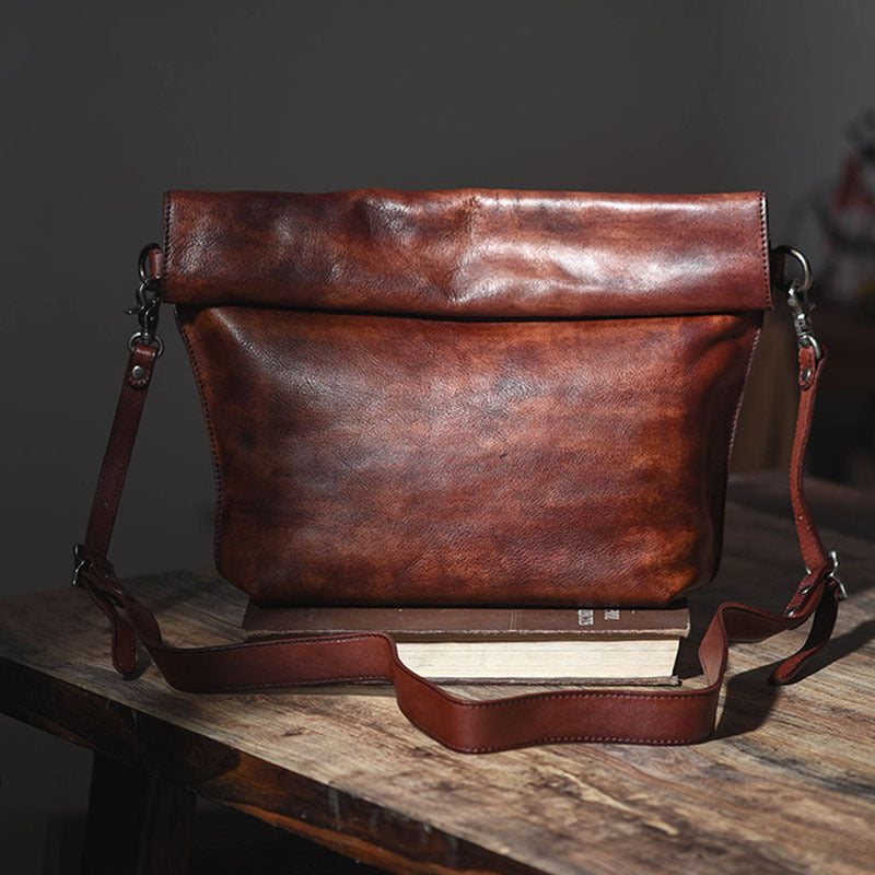 Bolso bandolera vintage de piel de vacuno