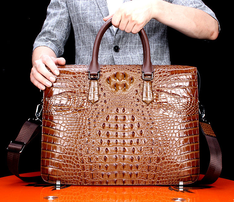 Crocodile Pattern Genuine Leather Briefcase