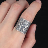 ジオメトリック ライオン ボール スターリングシルバー リング