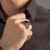 Vintage Eagle Ring with Black Stone