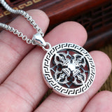 Round Tibetan Magic Style Sterling Silver Pendant