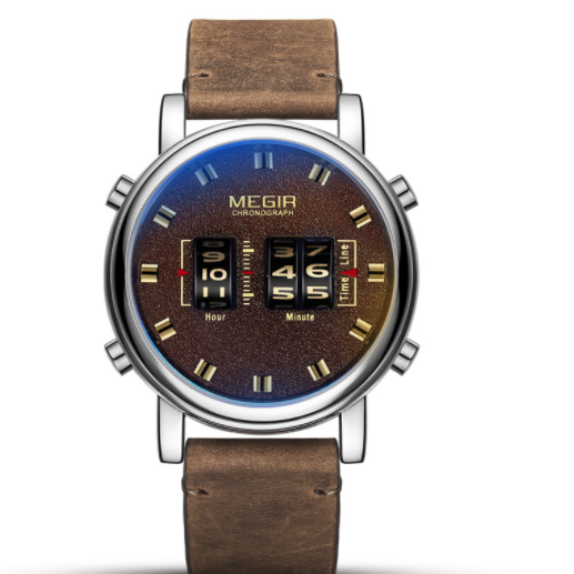 Reloj numérico de cuero de cuarzo