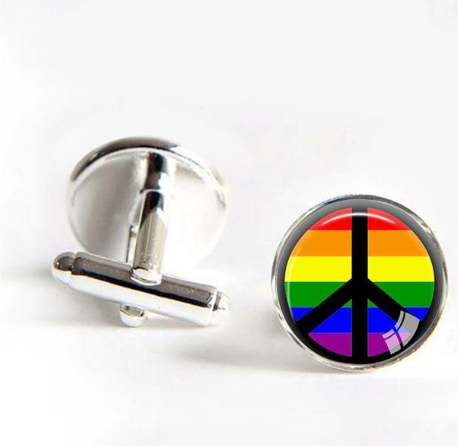 Rainbow Pride Style Round Cufflinks