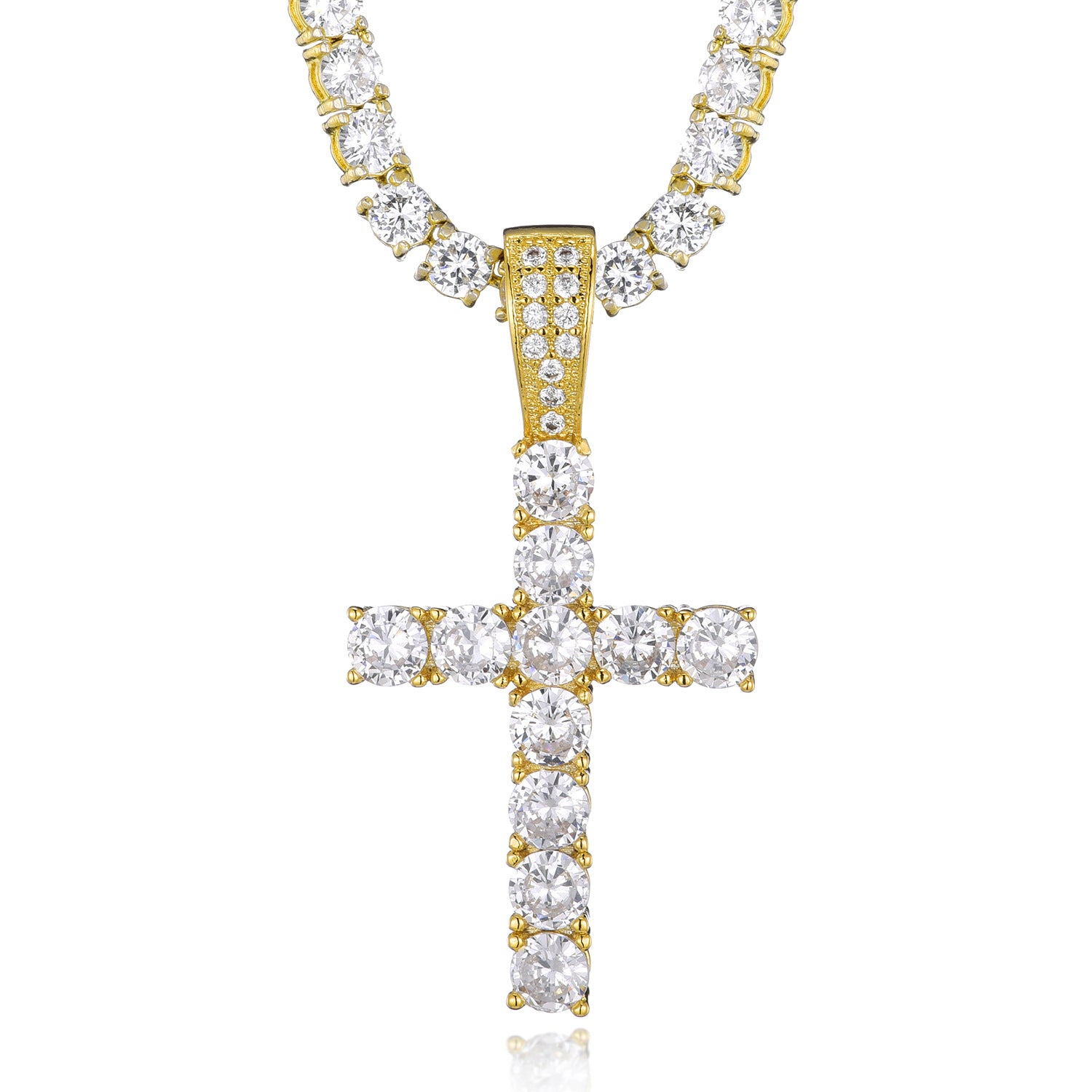 Luxury Rhinestone Cross Pendant Necklace
