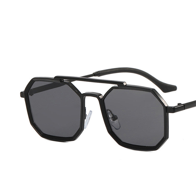Retro Polygonal Double Bridge Sunglasses