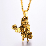 Stainless Steel Gym Bull Pendant Necklace
