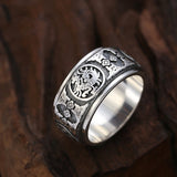 Geometric Engraving Rotatable Sterling Silver Ring