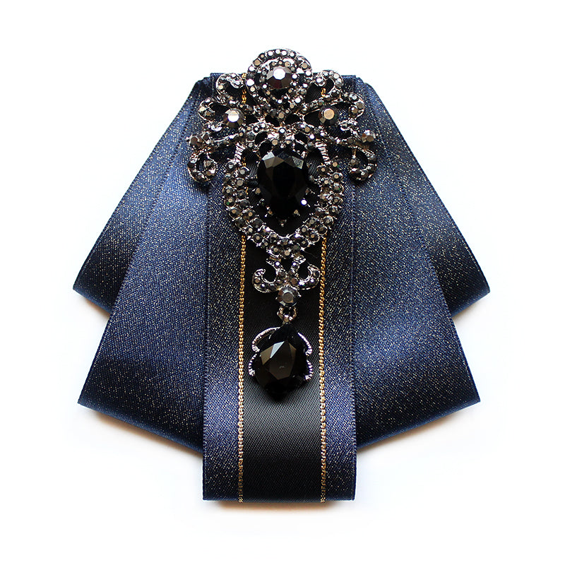 Vintage Applique Black Line Ribbon Tie