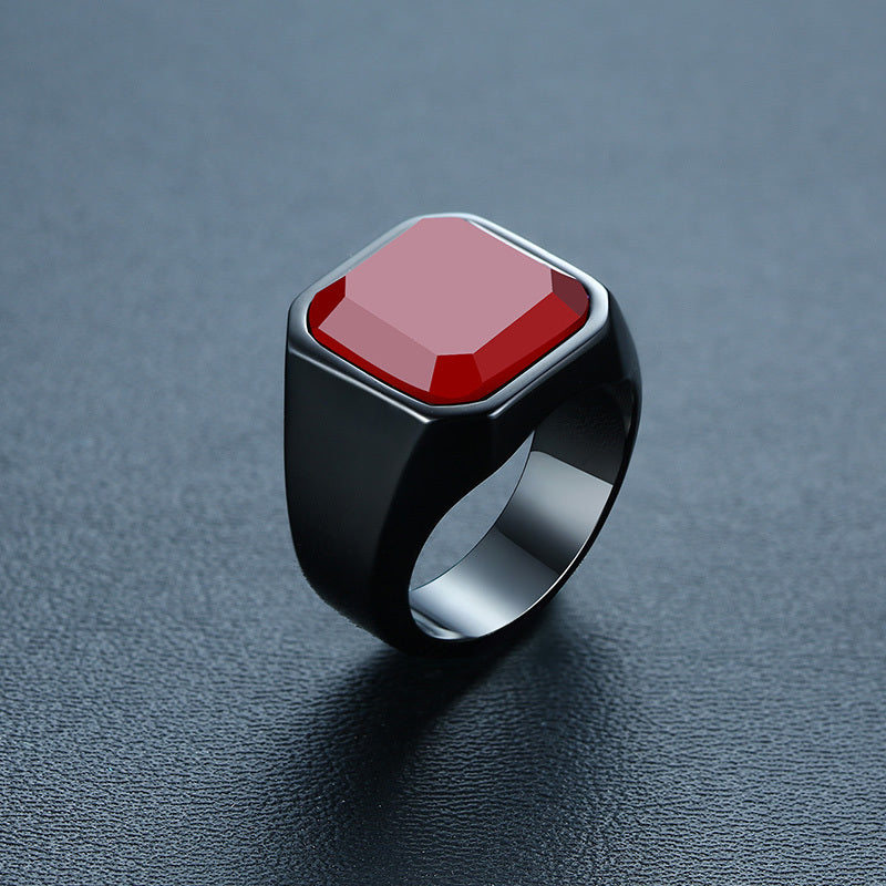 Glossy Square Gem Ring