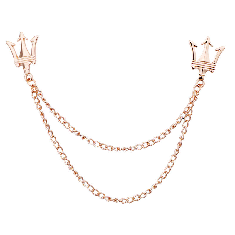 Broche de cuello con pasador de cadena de tres tenedores