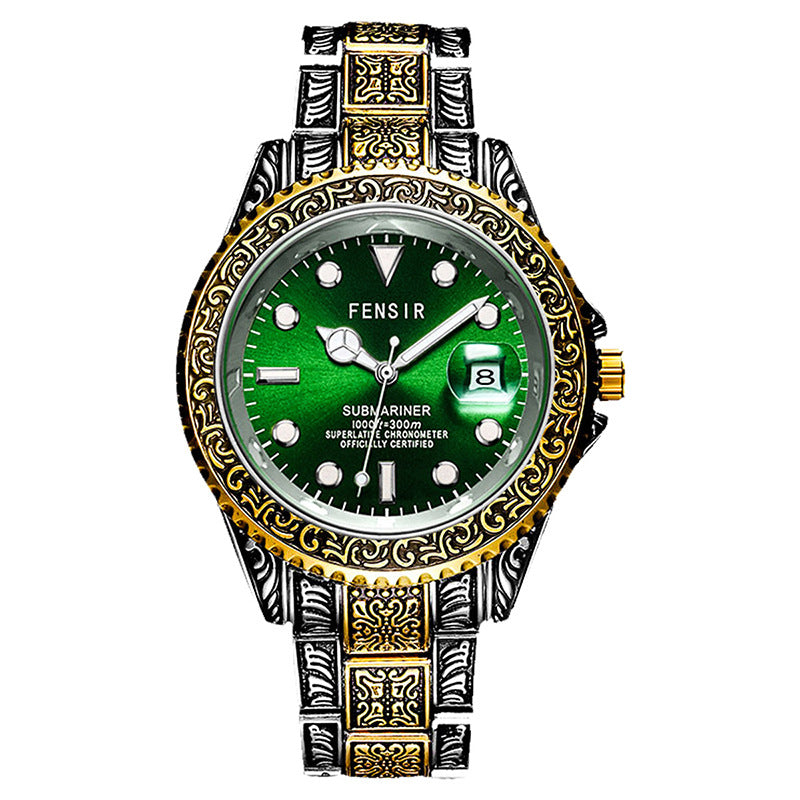 Ancient Geometric Graving Stainless Steel Watch