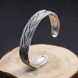 Feather Pattern Sterling Silver Cuff Bracelet