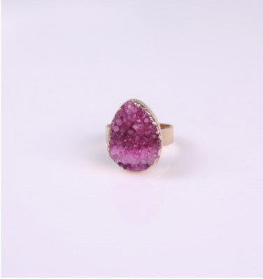 Natural Stone Agate Crystal Bud Ring