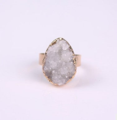 Natural Stone Agate Crystal Bud Ring