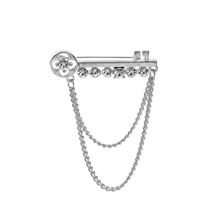 Llavero y cadena con broche de alfiler de diamantes de imitación