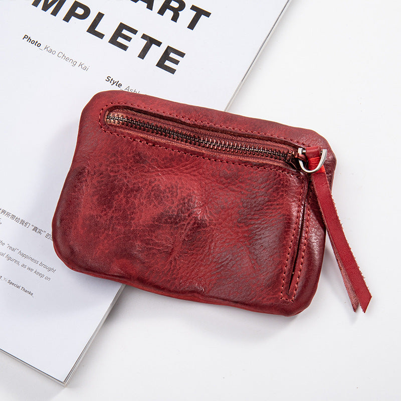 Retro Coin Purse PU Leather Zipper Wallet