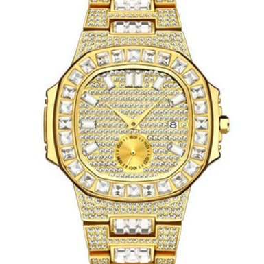 Reloj de acero inoxidable con diamantes de imitación de cuarzo a prueba de agua