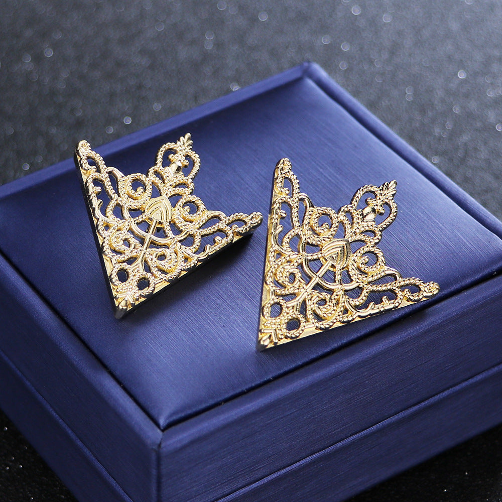 Luxury Alloy Geometric Triangle Collar Brooch