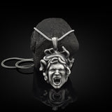 Angry Medusa Head Pendant Necklace