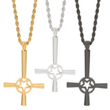 Golden Plating Pentagram Satanic Cross Necklace