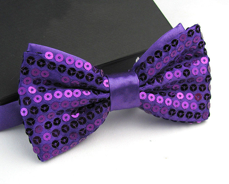 Bright Solid Sequined Bow Tie