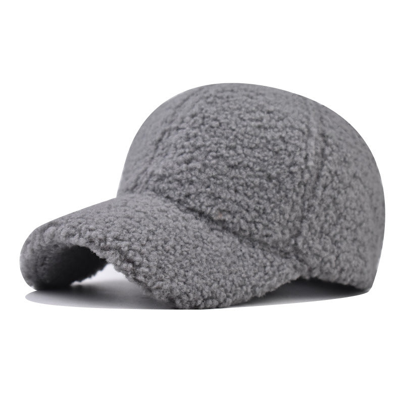 Solid Lamb Wool Warm Baseball Cap