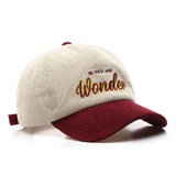 Letters Embroidery Colored Corduroy Cap