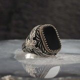 Vintage Eagle Ring with Black Stone