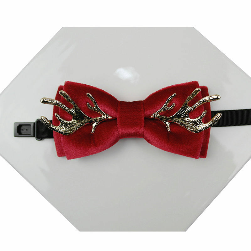 Antlers Decoration Velvet Bow Tie