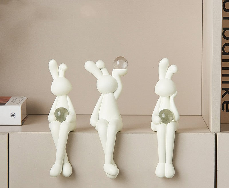Sitting Rabbit With Crystal Ball Statue