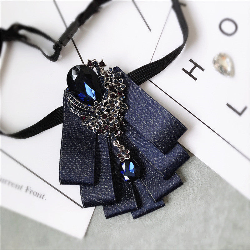 Men's Trendy Floral Rhinestone Multi-Layer Tie