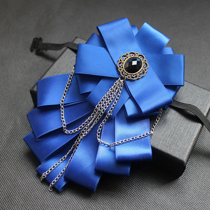 Rhinestone Chained Multilayer Ribbon Elastic Band Tie