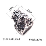 Retro Crowned Lion Stainless Steel Ring