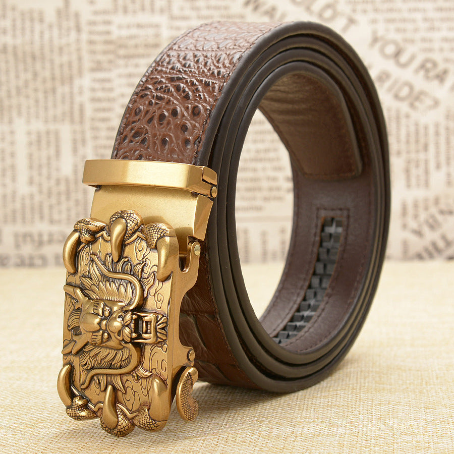 Dragon Alloy Buckle Leather Pattern Belt