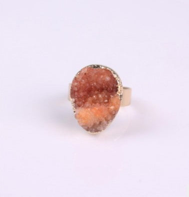 Natural Stone Agate Crystal Bud Ring