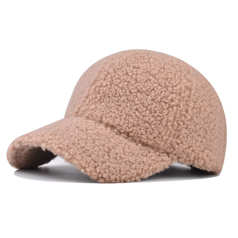 Solid Lamb Wool Warm Baseball Cap