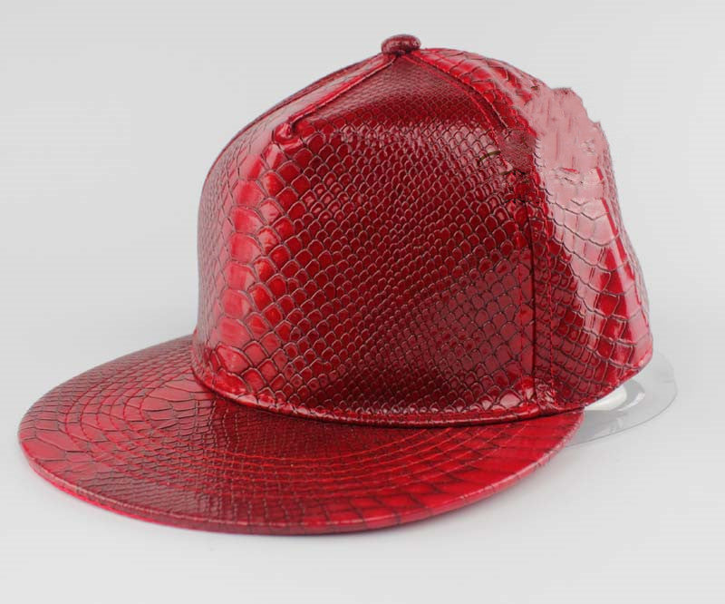 Crocodile Pattern Leather Flat Edge Cap