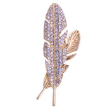 Broche de alfiler de aleación de plumas de lujo con diamantes de imitación completos