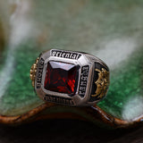 Vintage Geometric Red Zircon Crystal Ring