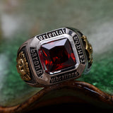 Vintage Geometric Red Zircon Crystal Ring