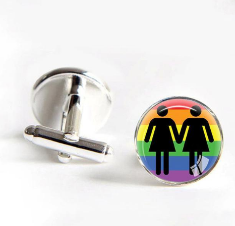 Rainbow Pride Style Round Cufflinks