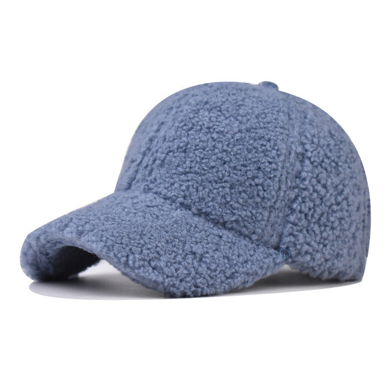 Solid Lamb Wool Warm Baseball Cap