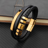 Multi Strap Leather Cord Bracelet